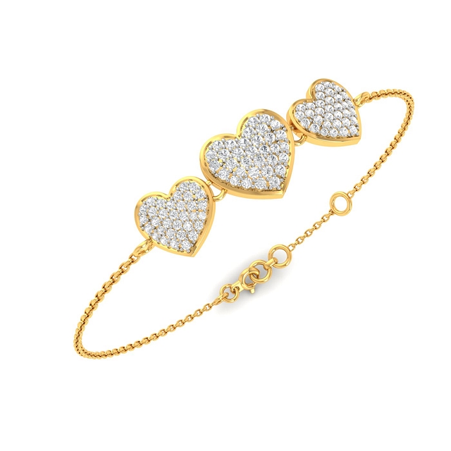 Tri Cluster Heart Diamond Bracelet
