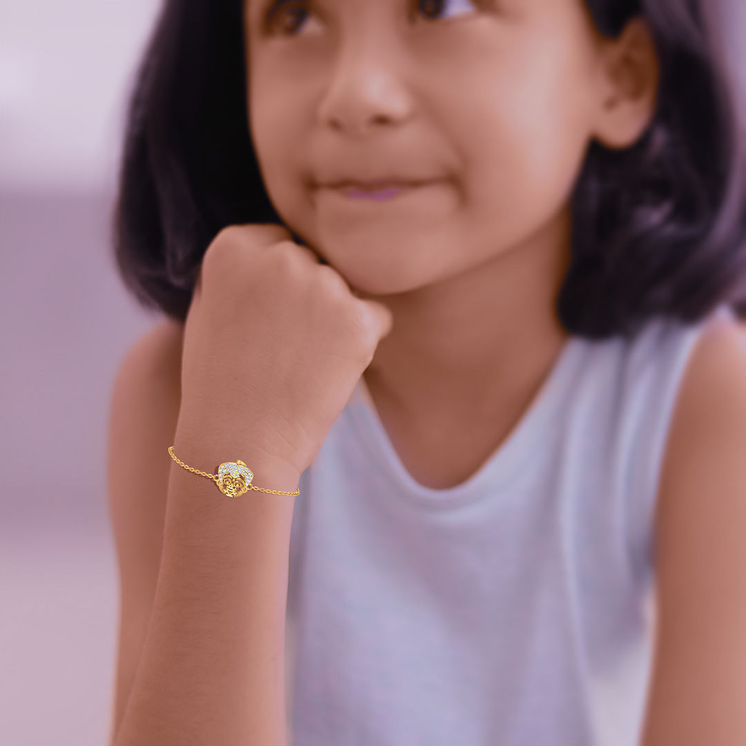 Filigree Kids Panja 22K - AjKb61038 - 22K Gold Bracelet (2PCs) for kids  with a adjustable ring, commonly known as a Panja. Panja is excell