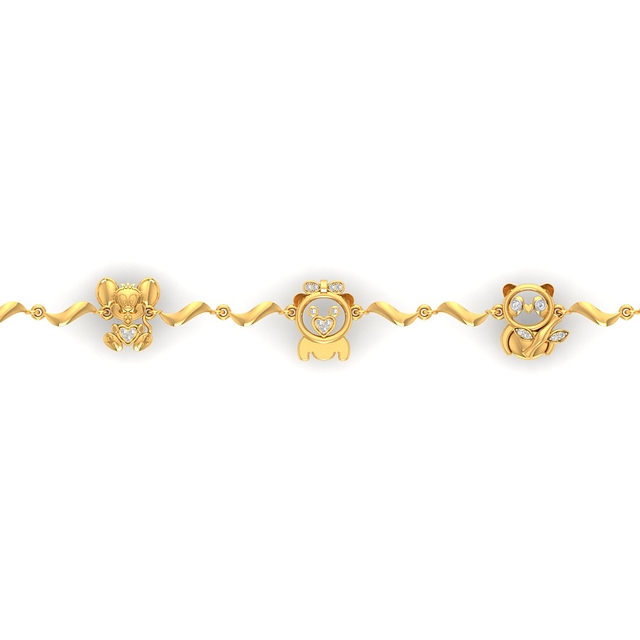 Baby Bear Charm Gold Bracelet