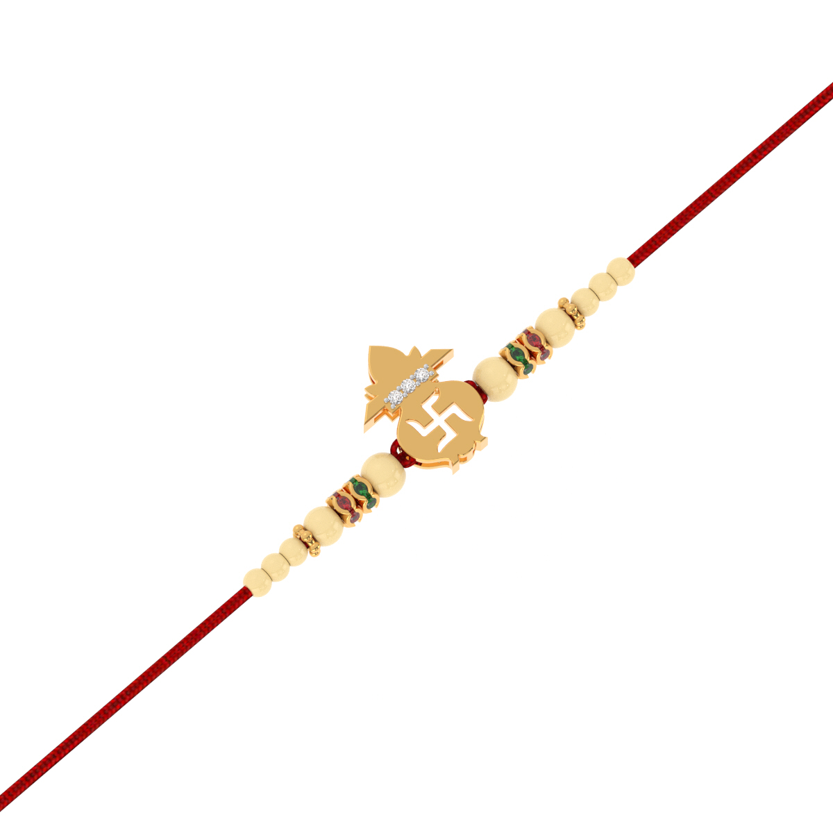 Swastik Kalash Yellow Gold Rakhi