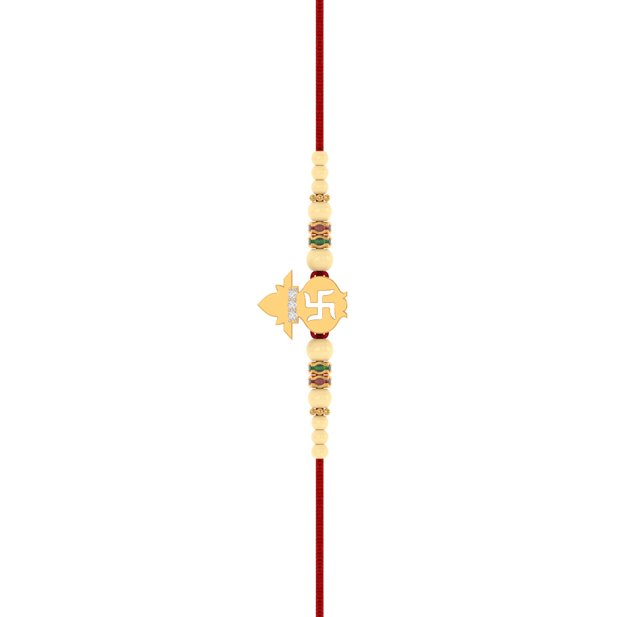 Swastik Kalash Yellow Gold Rakhi