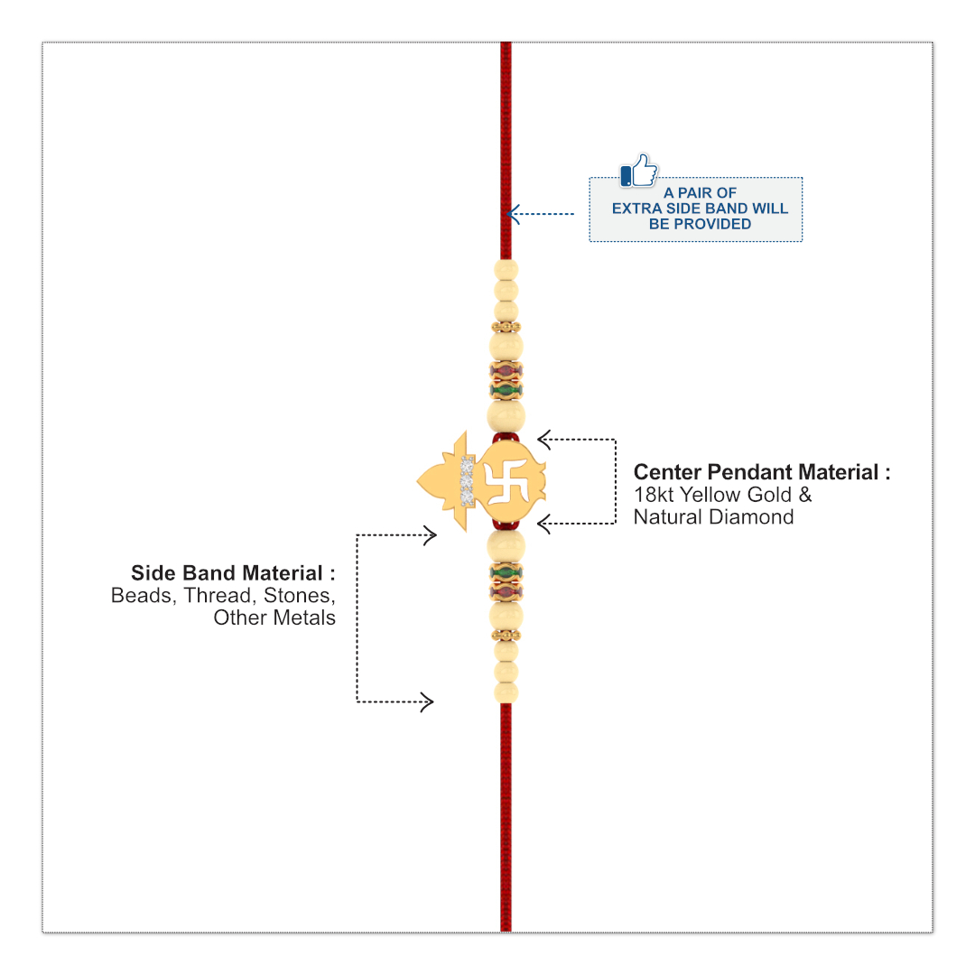 Swastik Kalash Yellow Gold Rakhi