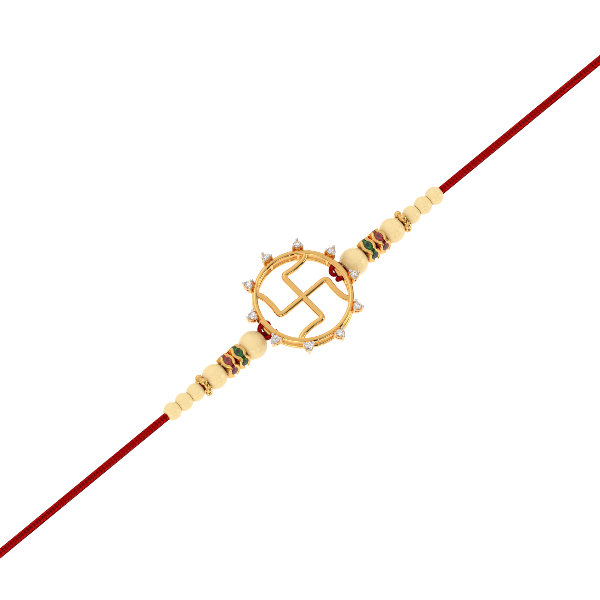 Swastika Rakhi Diamond Yellow Gold Rakhi