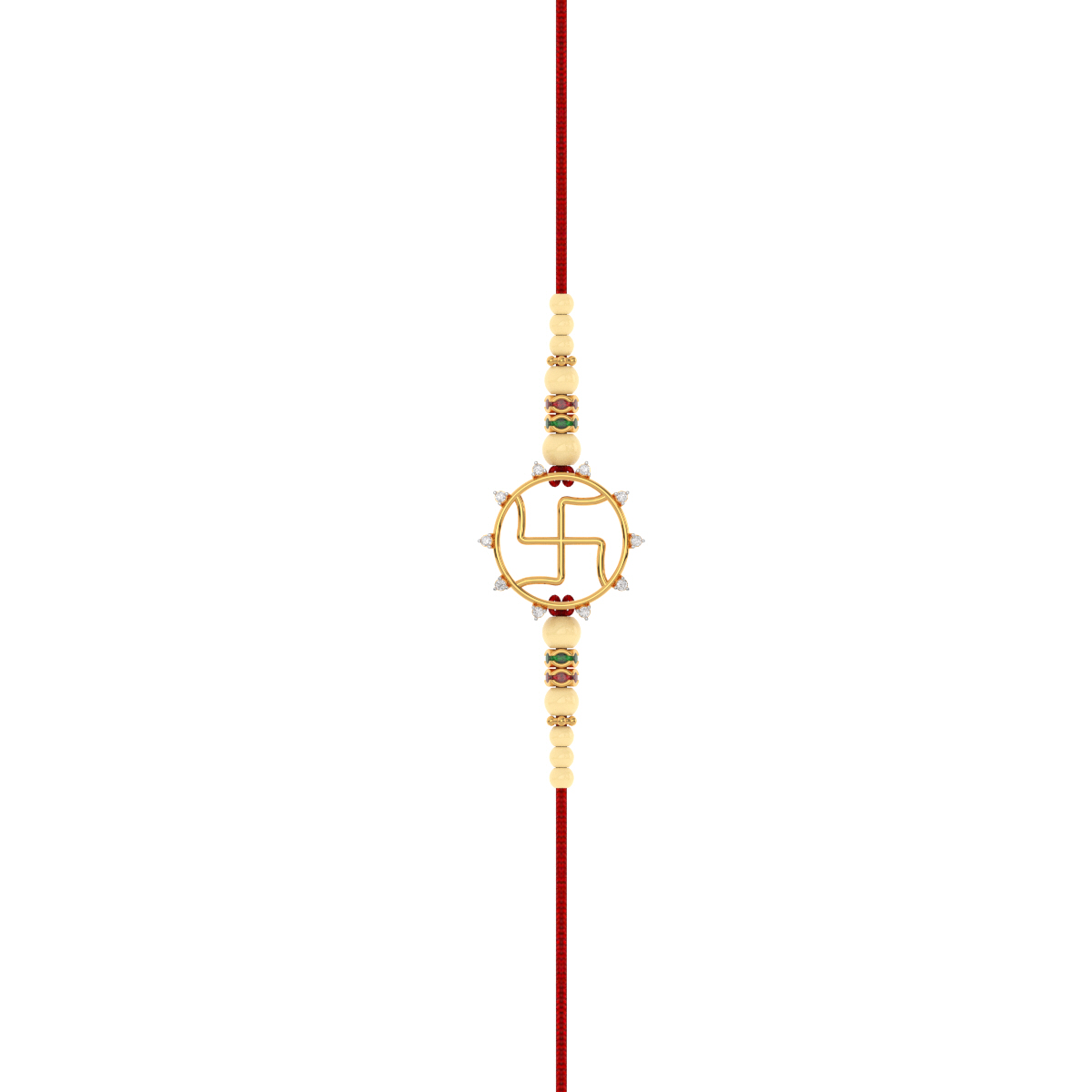 Swastika Rakhi Diamond Yellow Gold Rakhi