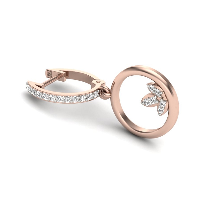 Duo Circular Lotus Diamond Earrings