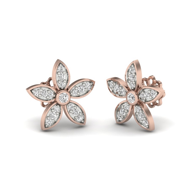 Star Shape Floral Diamond Earrings