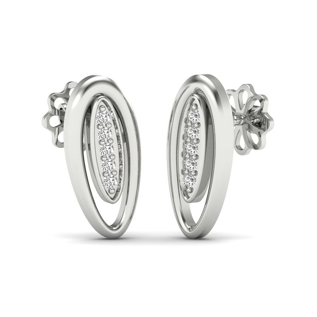 Oval Shape Stud Diamond Earrings