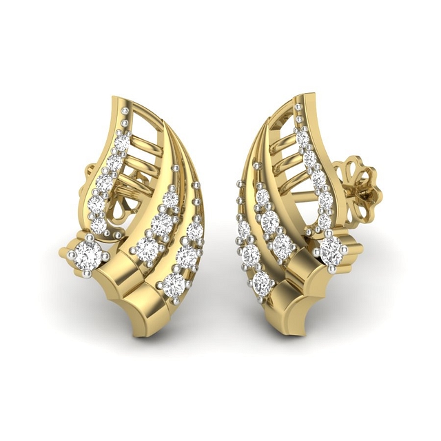Curling Petals Diamond Earrings