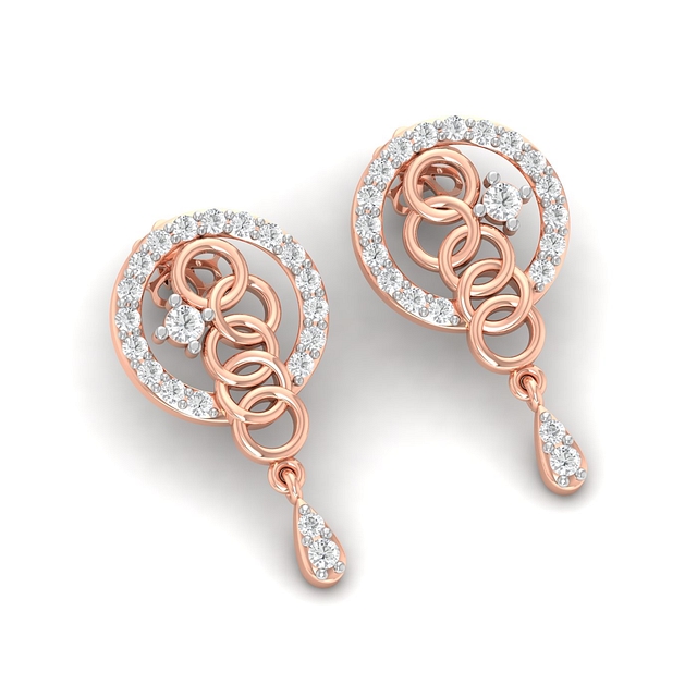 Mini Circular Drop Diamond Earrings