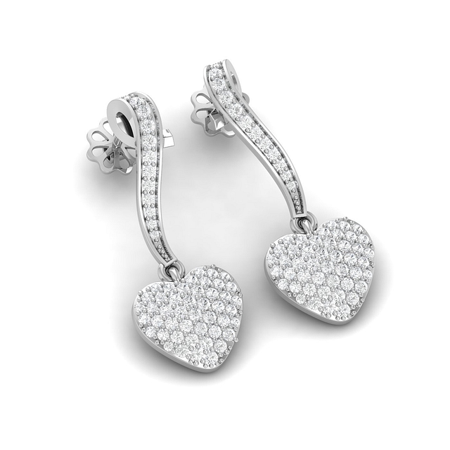 Drop Little Heart Diamond Earrings