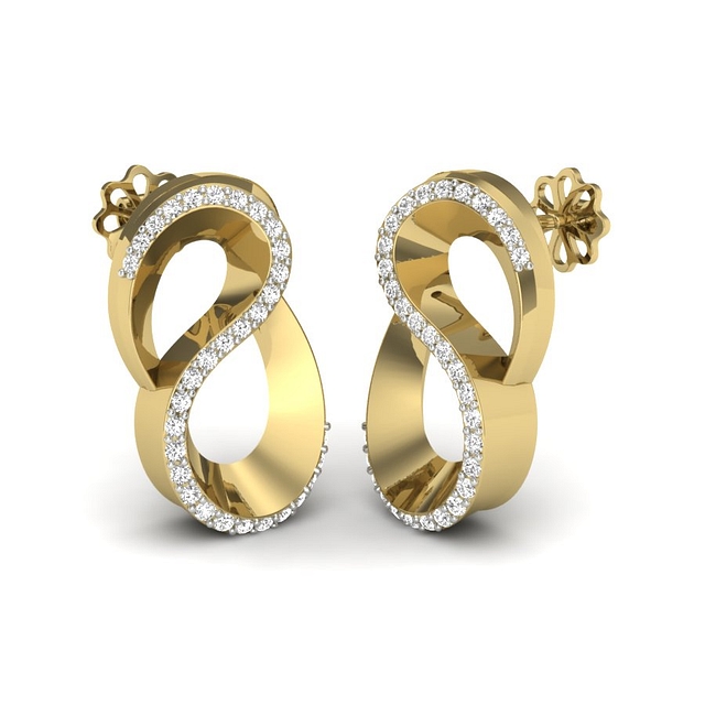 Reverse Eight Shape Diamond Earrings