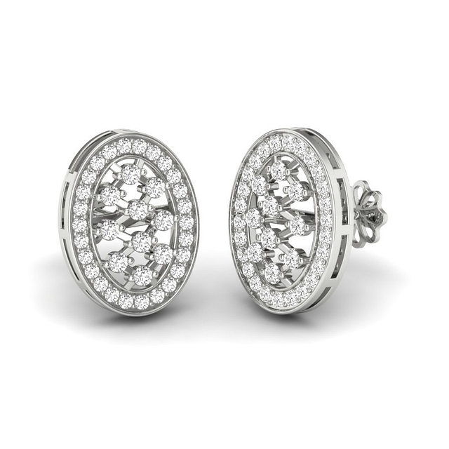 Round Chex Diamond Earrings