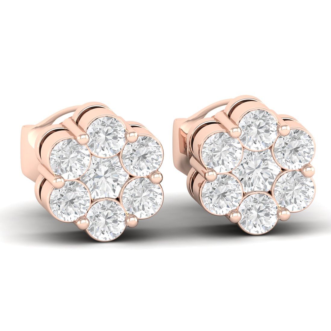 Dazzling Seven Stone Gold and Diamond Stud Earrings