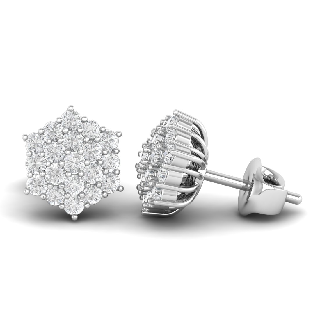 14k White Gold 0.66ctw Round Brilliant Diamond Cluster Stud Earrings –  Raymond Lee Jewelers