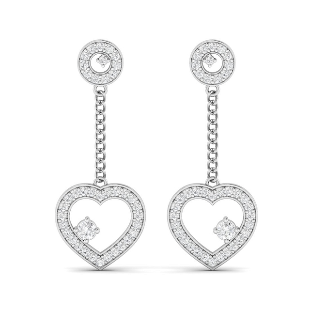 Anvi Heart Drop Diamond Earrings