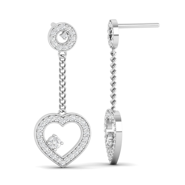 Anvi Heart Drop Diamond Earrings