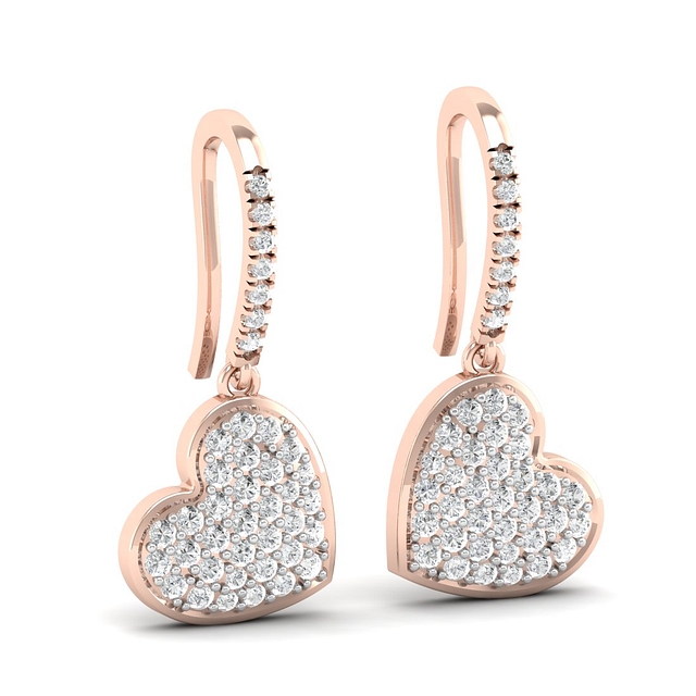 Duo Heart Drop Diamond Earrings
