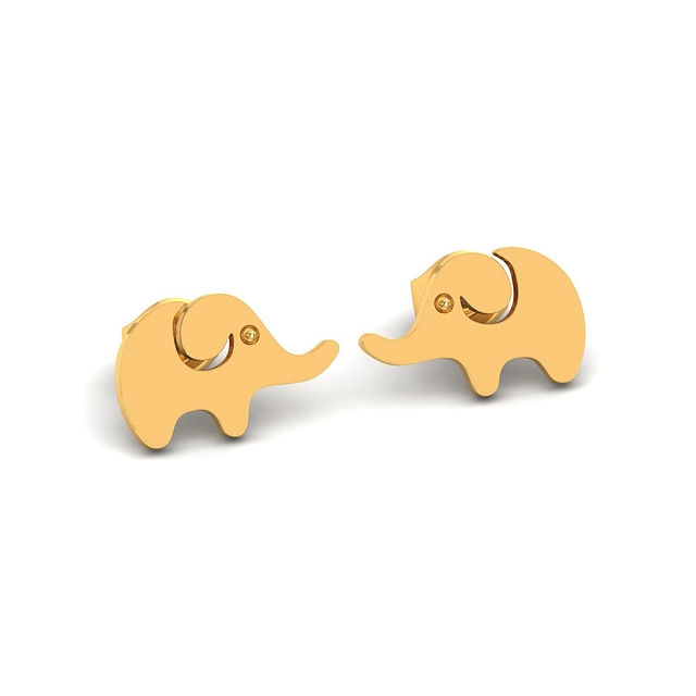 Elephant Kids Gold Earrings