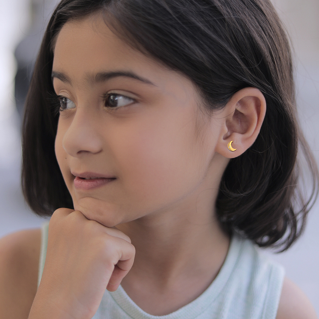 Half Moon Diamond Earrings For Kids