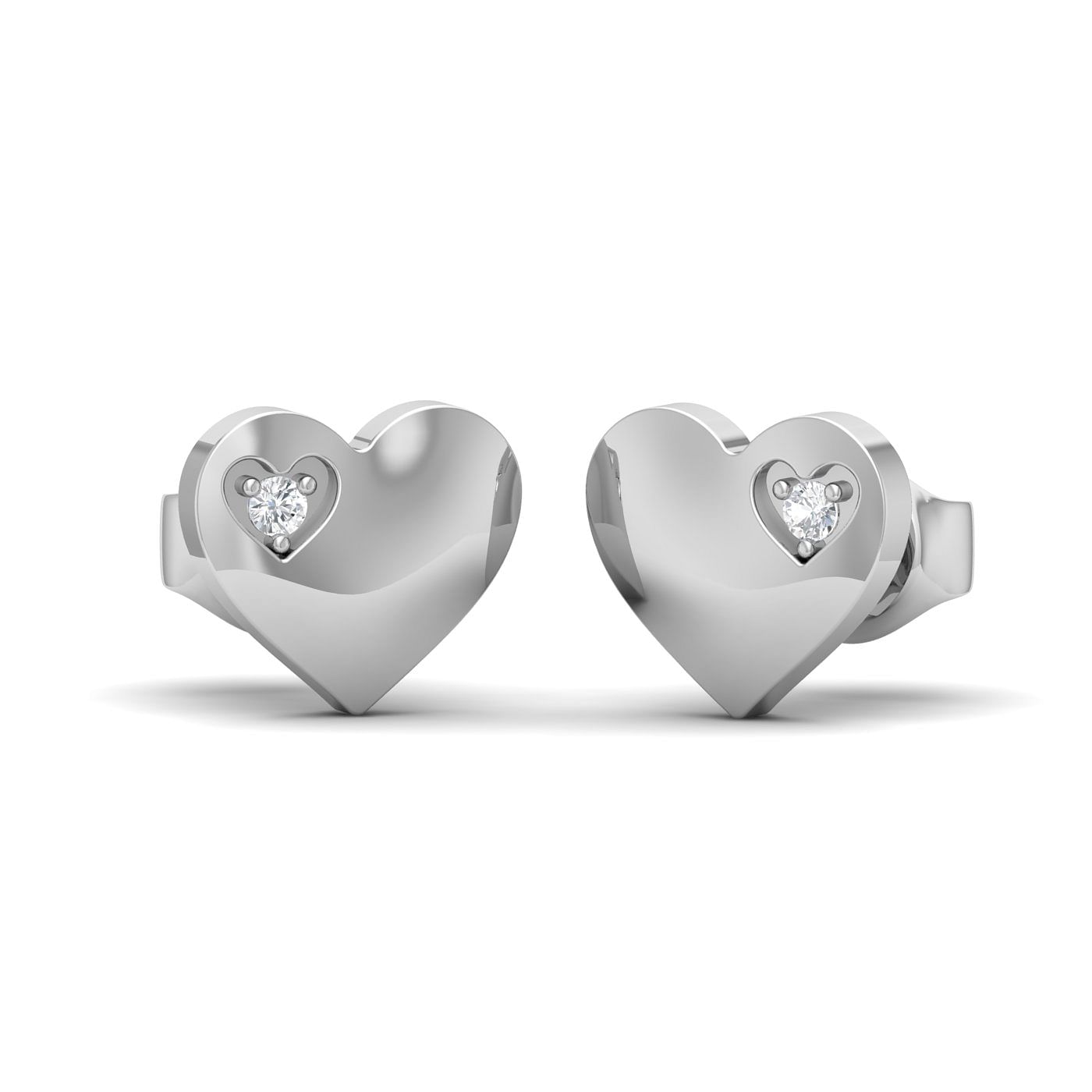 Icon Heart Shape Diamond Stud Earrings