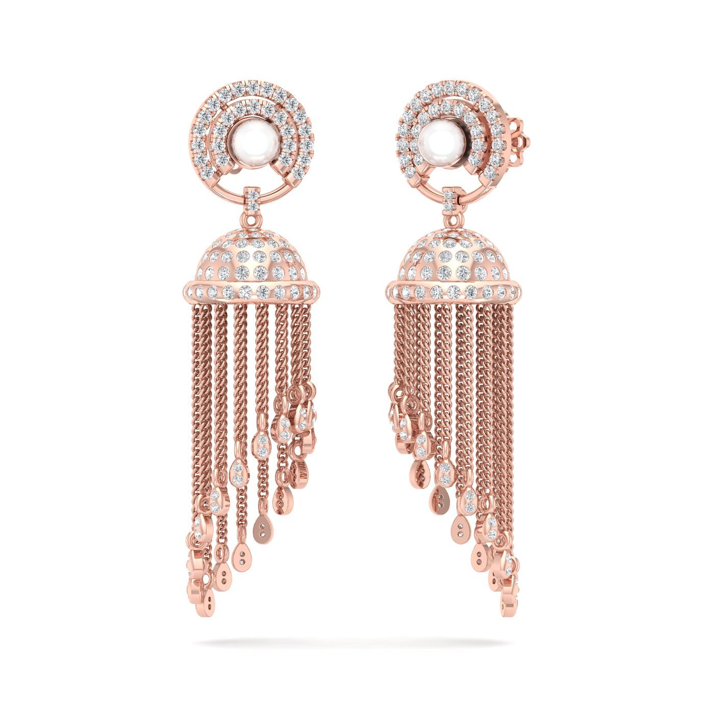 Buy Classic Diamond Drop 14KT Rose Gold Earrings Online | ORRA