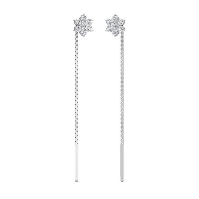 Floral Cluster Diamond Sui Dhaga Earrings