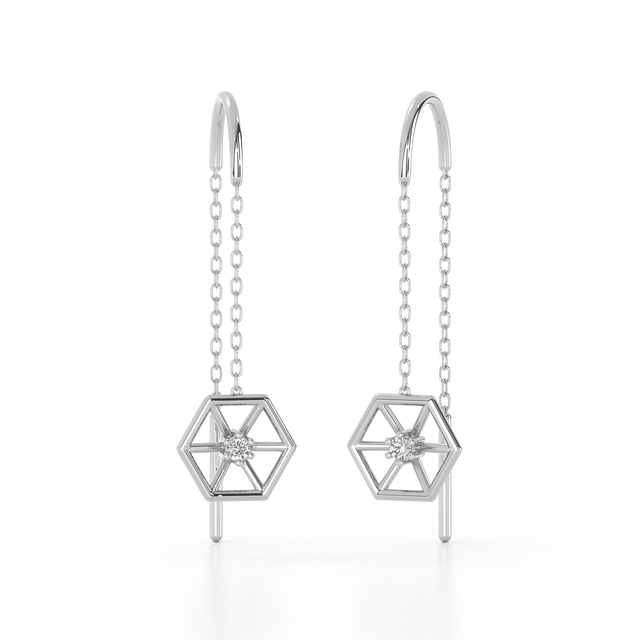 Hexagon Diamond Sui Dhaga Earrings