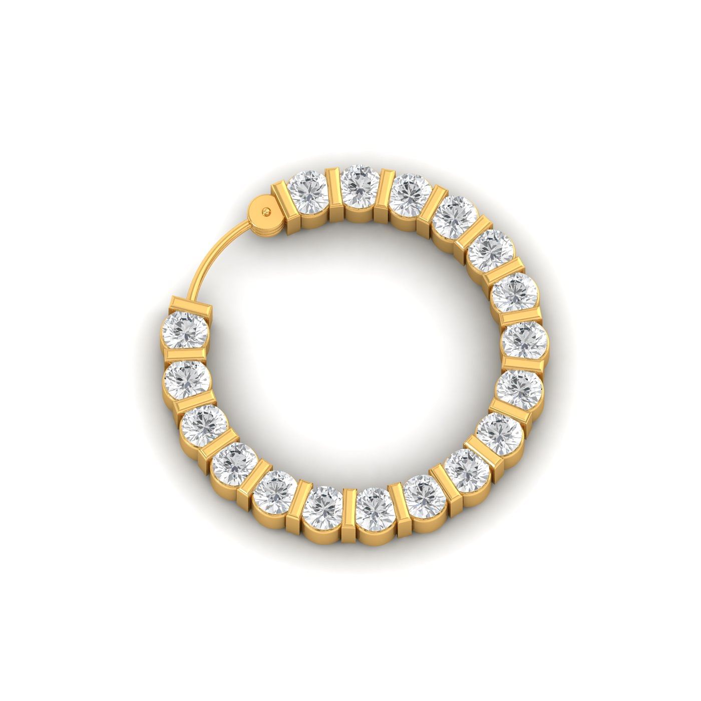 22k gold filled indian nose stud white cz push pin piercing nose ring 8683  – Karizma Jewels