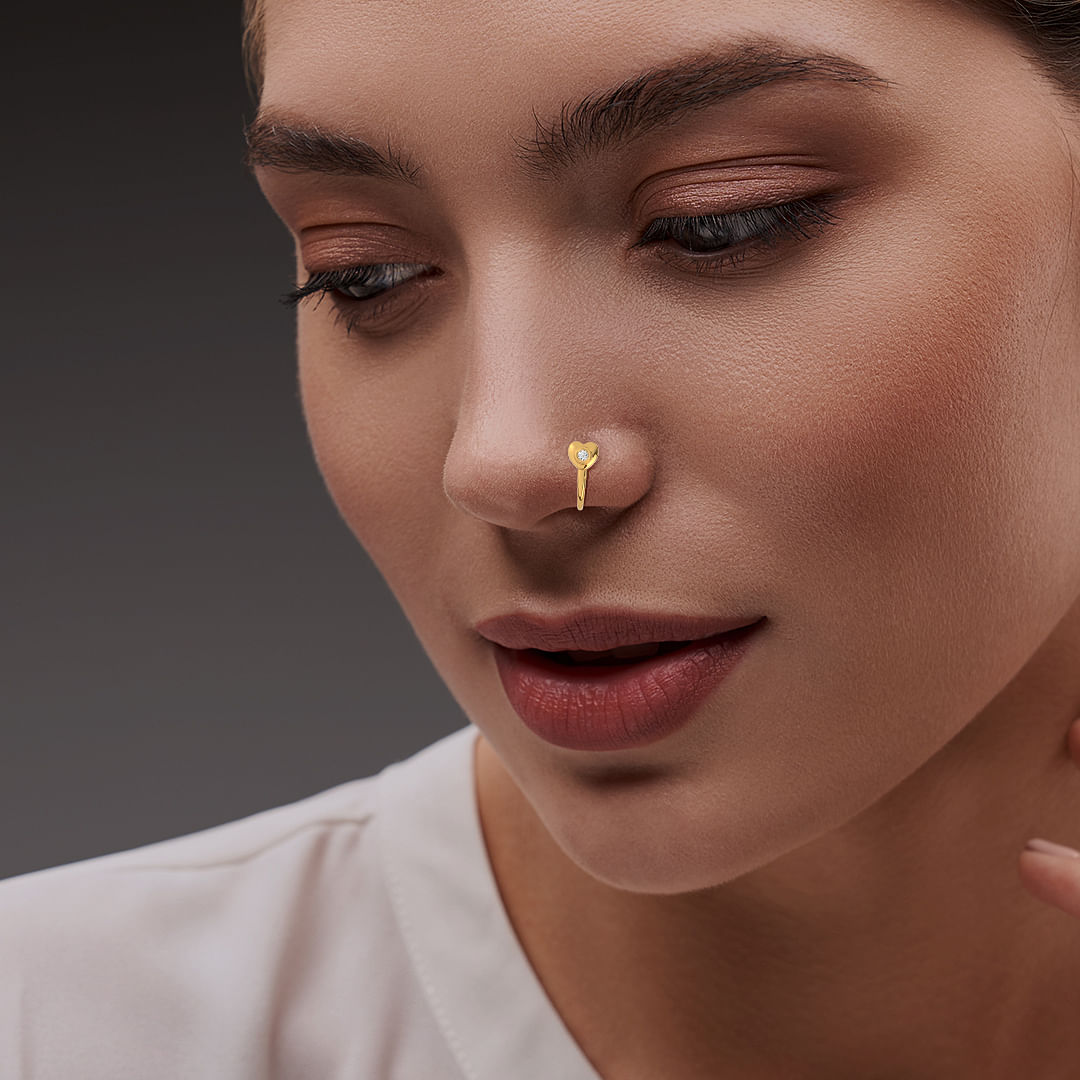 Buy Stylish Gold Nose Pin Without Piercing Clip Press On Studs Nose Ring Non  Piercing Nose Stud Pressing Nose For Girls And Women - 1 Pcs Gold Nose Ring  Online In India