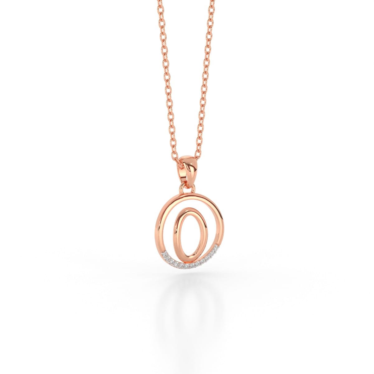 9ct Yellow Gold Diamond Initial O Pendant Necklace - London Road Jewellery