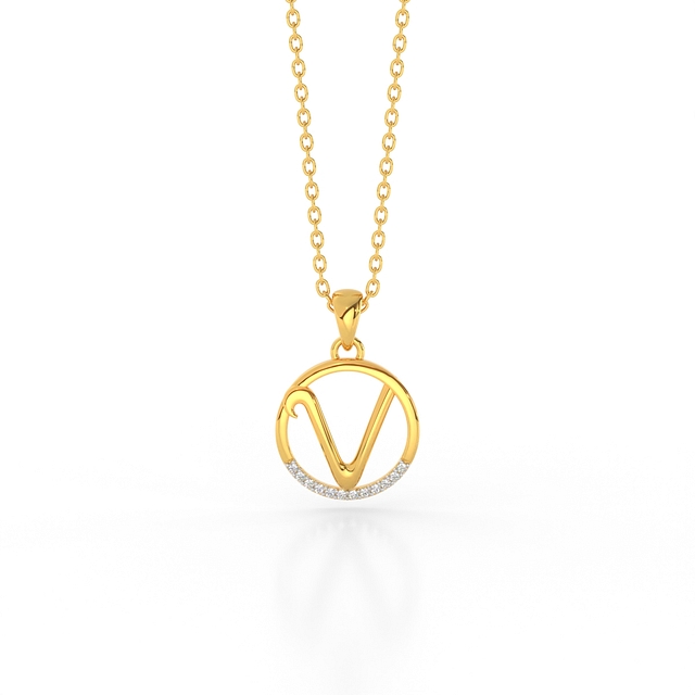 The Initial V Diamond Pendant