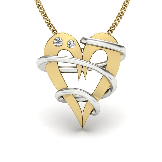 Twirl Heart Diamond Pendant