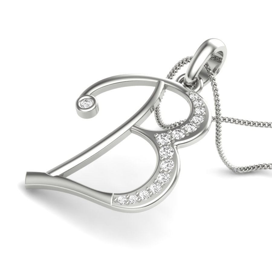 Alphabet B Diamond Pendent