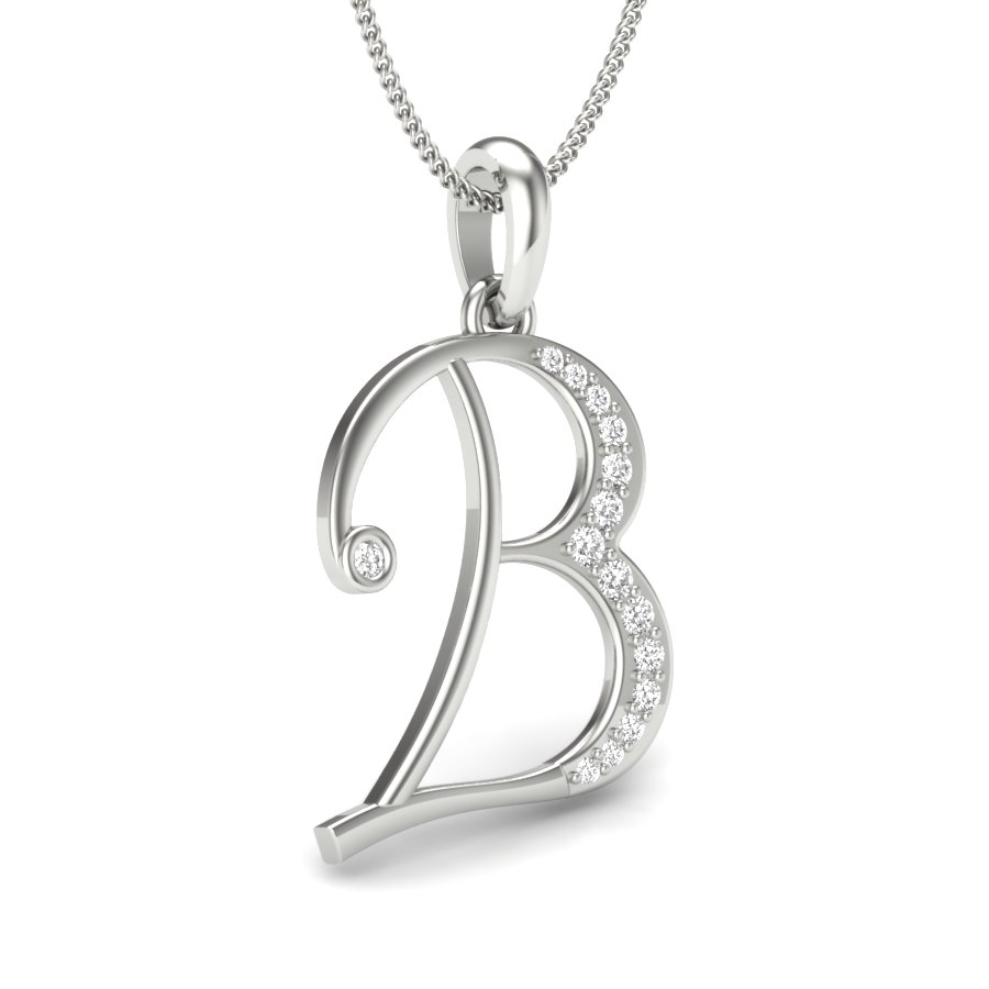 Alphabet B Diamond Pendent