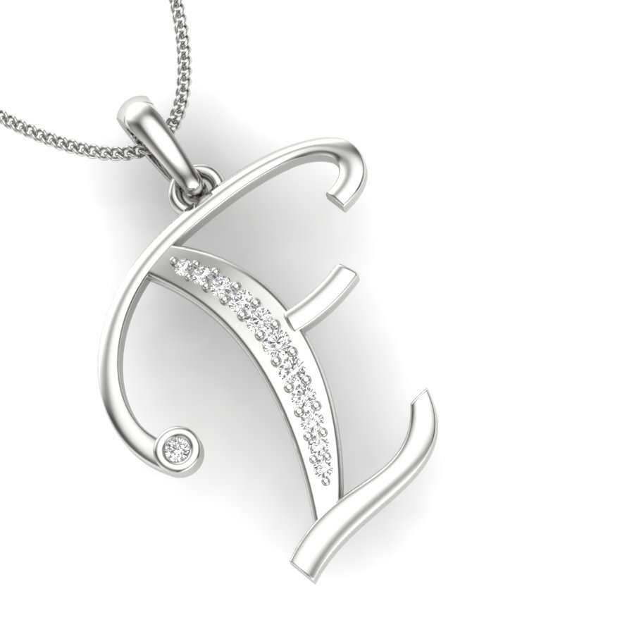 F Alphabet Diamond Pendant