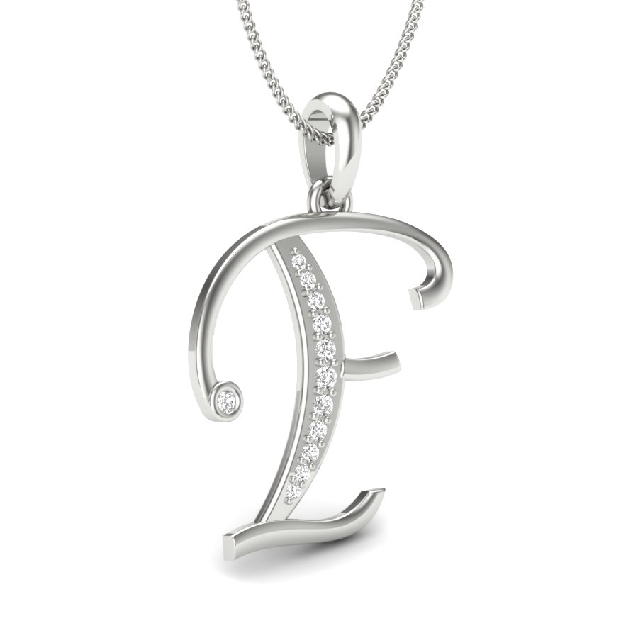 F Alphabet Diamond Pendant