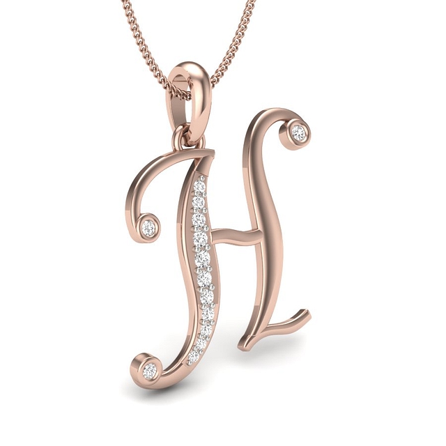 Alphabet H Diamond Pendant
