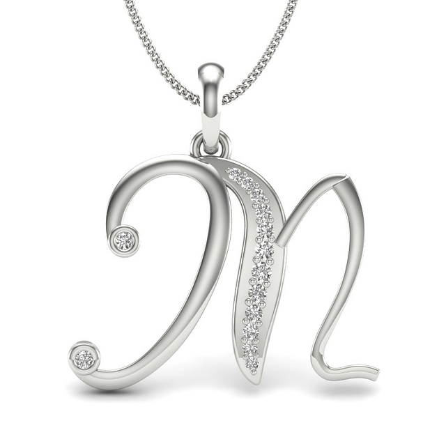 M Alphabet Diamond Pendant