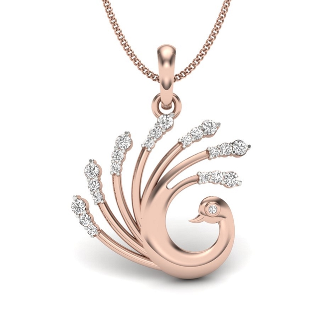 Elegant Peacock Diamond Pendant