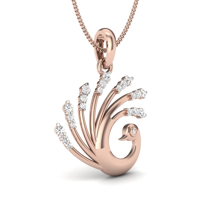 Elegant Peacock Diamond Pendant