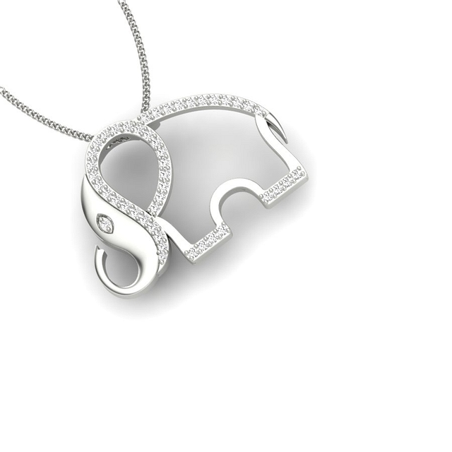 Elegant Elephant Kids Diamond Pendant
