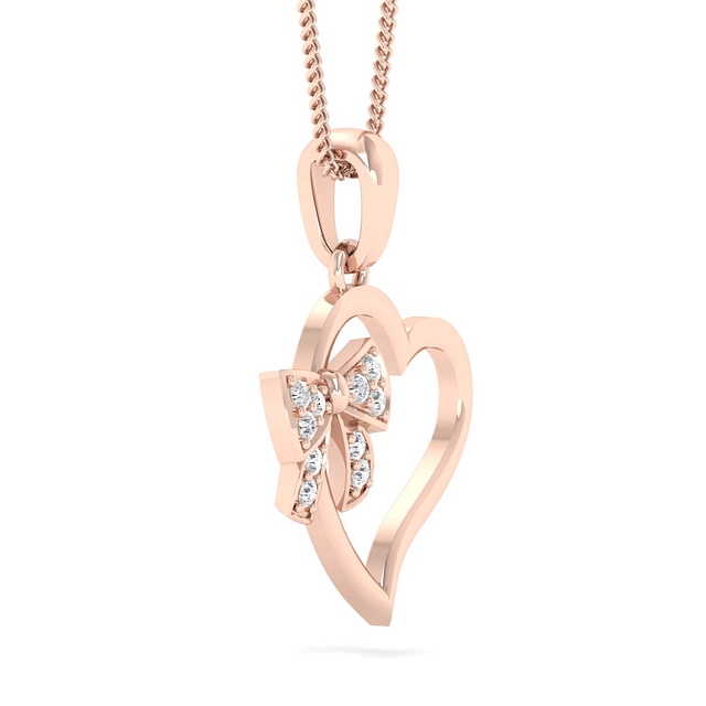 Bow Heart Diamond Pendant