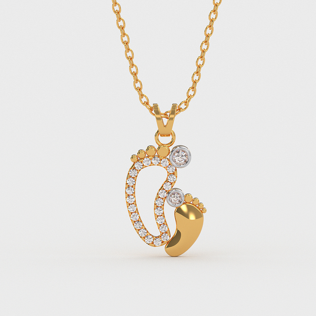 Mother And Baby Footsteps Diamond Pendant
