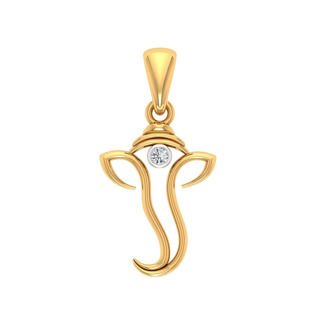 Small Diamond Gold Ganesha Pendant
