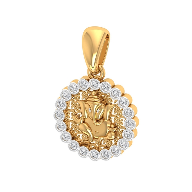 Flower Design Ganesha Diamond Pendant