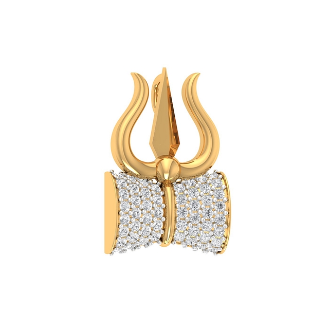 Lord Shiva Damru Diamond Pendant