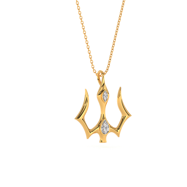 Shiv Trishul Diamond Gold Pendant