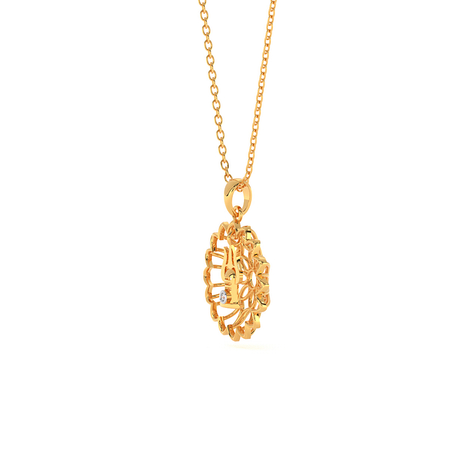 Trishul Shivling Diamond Gold Pendant