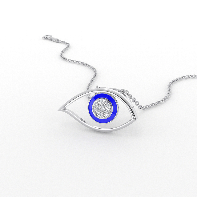 Delicate Evil Eye Diamond Pendant