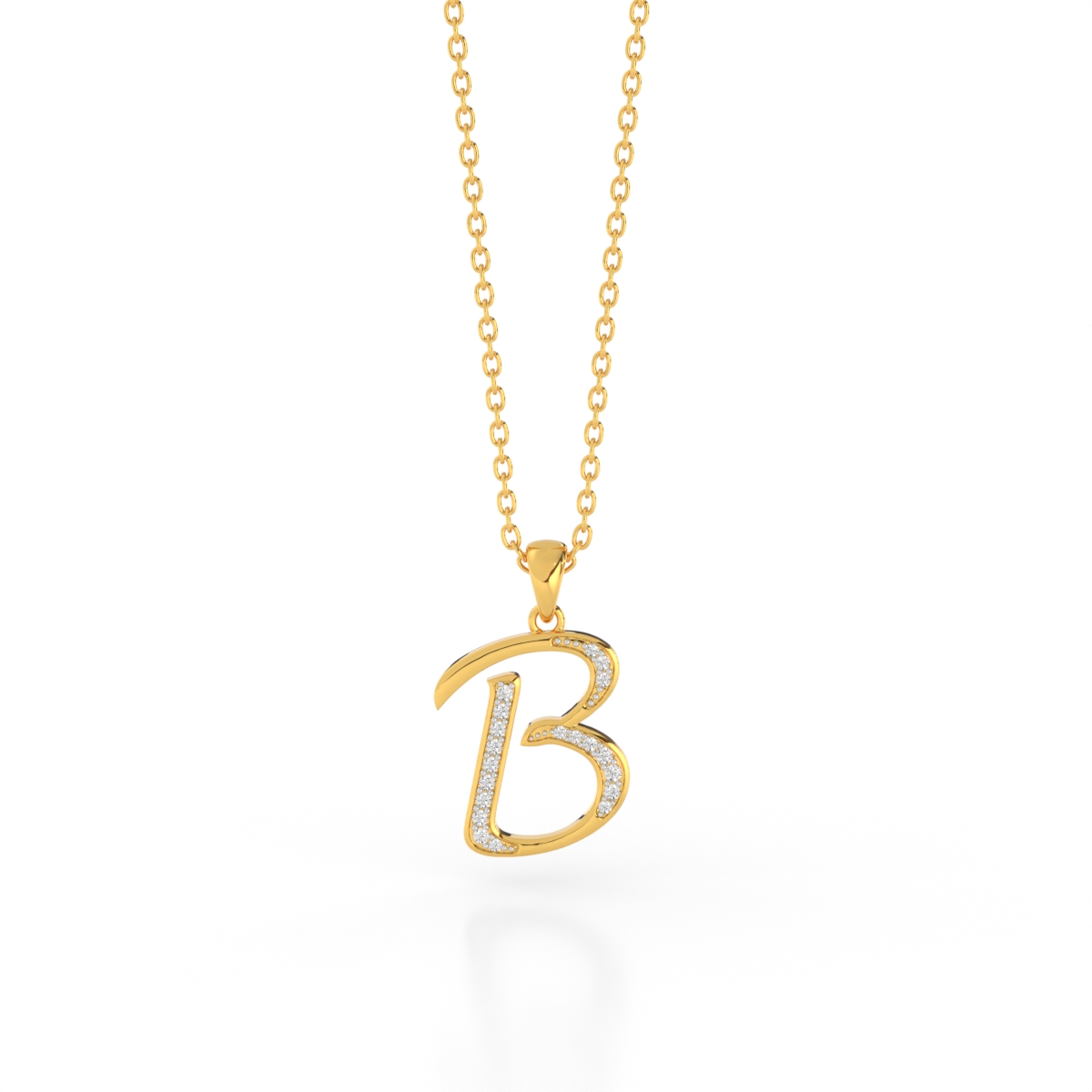 Alphabet B Radiant Diamond Pendant